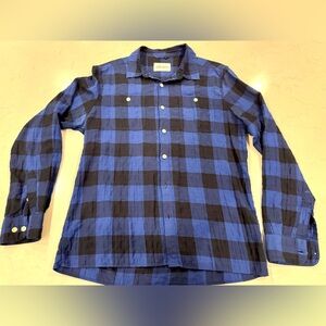 Alba Men's Casual Blue and Black Checkered Shirt